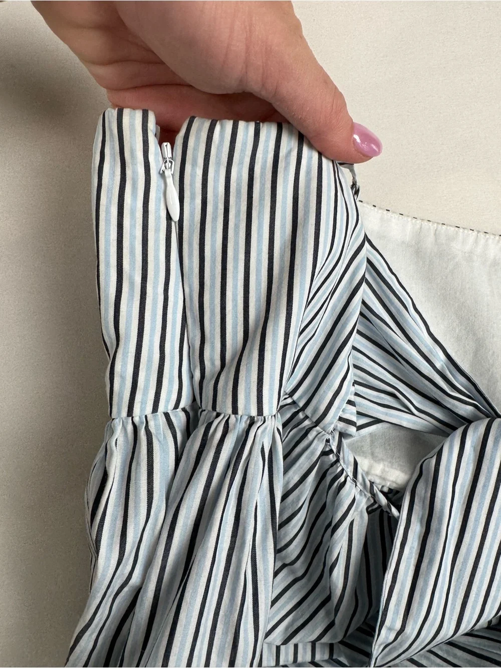 J.Crew Tie-Back Tiered Sleeveless Dress Blue White Stripe Women’s 12